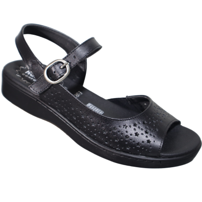 Romulo Sandalia Cuero Negro Mujer Ref 5054